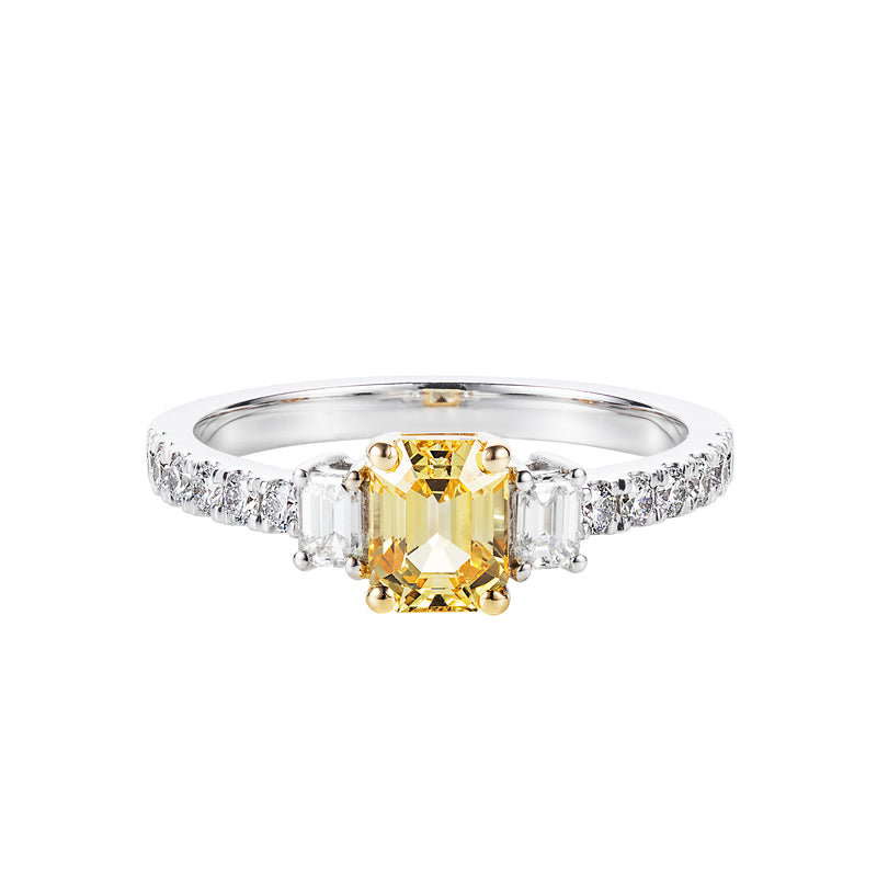 Yellow Ceylon sapphire 3 stone ring