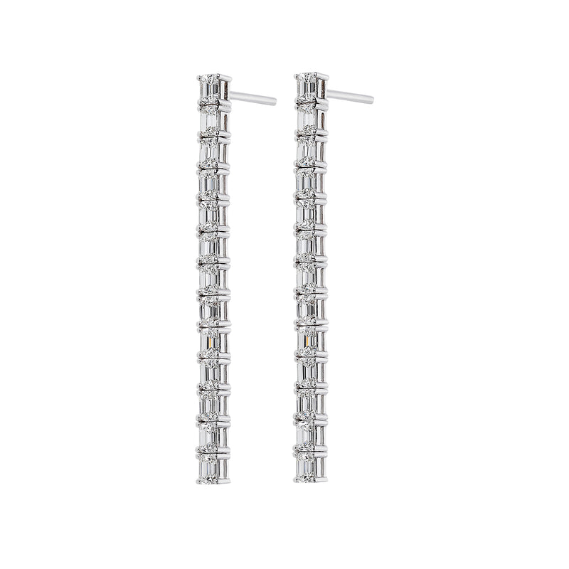 Emerald cut tennis earrings