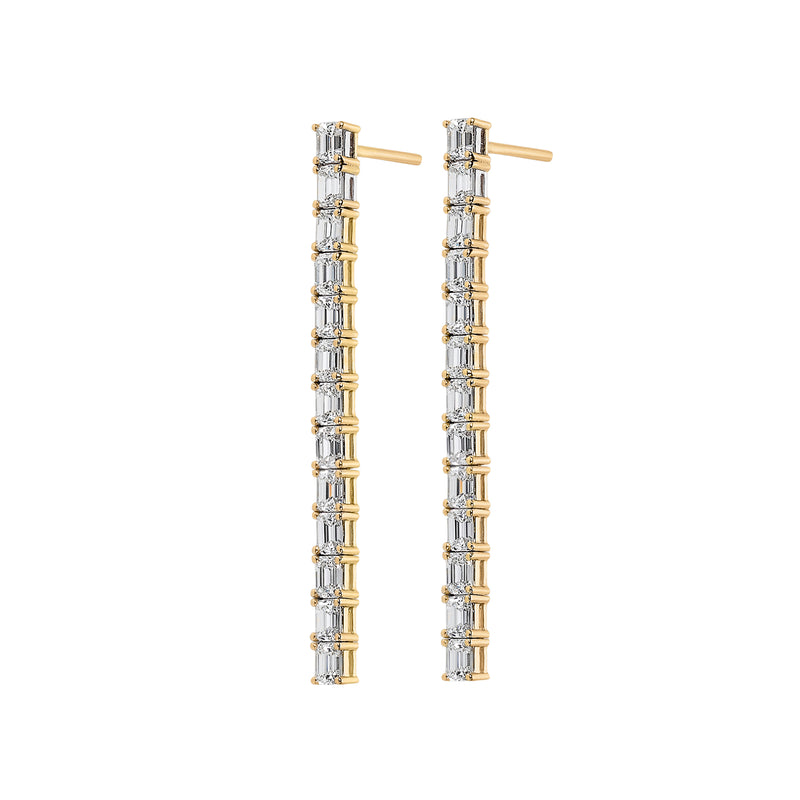 Emerald cut tennis earrings