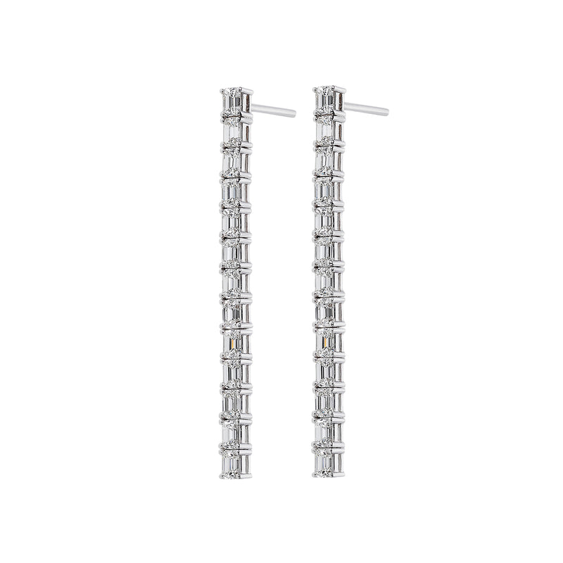 Emerald cut tennis earrings