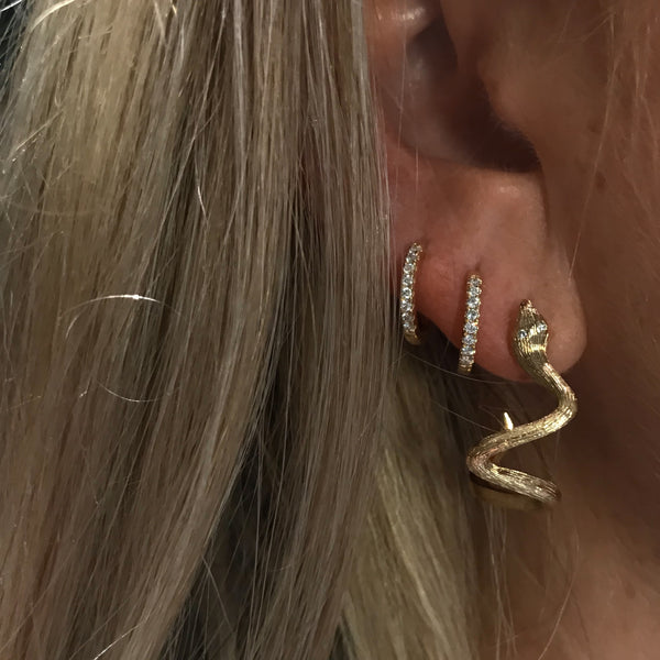 SNAKE GOLD  HOOP EARRING