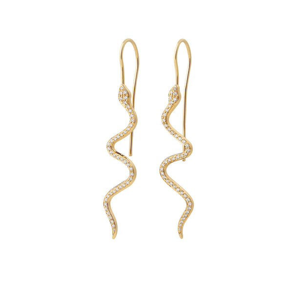gold diamond snake earring