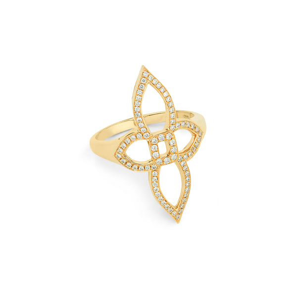 Gold flower diamond ring