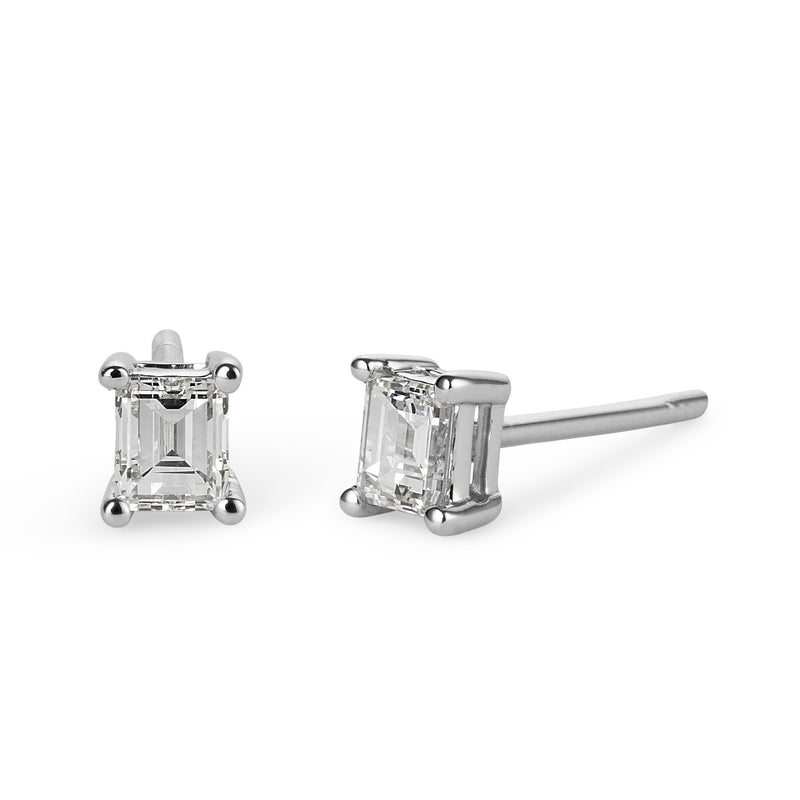 EMERALD CUT SOLITAIRE EARRING